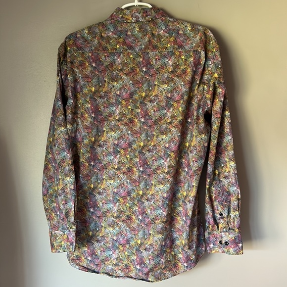 1 Like No Other Men’s Vibrant Pattern Long Sleeve Button Down - Picture 5 of 7